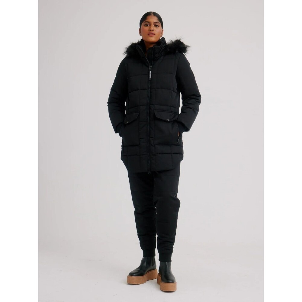 Arctic Expedition Curved Hem Down Parka Square Quilting XL Black